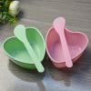2 Sets Plastic Heart Shaped Facial Mask Mixing Bowl with Stirring Spatula Facemask Bowl Mud Mask Mixing Bowl DIY Skin Care Mixing Tool Kit for Lady Women Home Beauty Salon Use, Pink, Green view 2