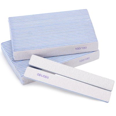 50 Pcs 100/180 Grit Nail Files for Acrylic Nails Rectangle Emory Files Double Sided Emery Boards Professional Nail Buffer