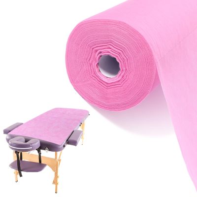 Buryeah 1 Roll 50 Pieces Disposable Non Woven Bed Sheets Massage Table Sheets Lash Bed Cover for Spa, Tattoo, Beauty Salon, Hotels, 32 x 71 Inch(Pink)