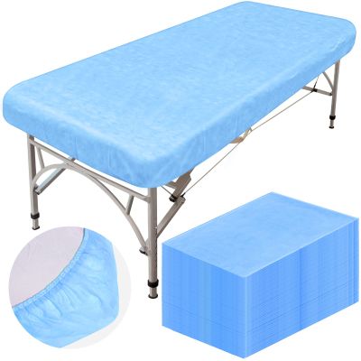 Mixweer 30 Pcs Oilproof and Waterproof Massage Table Sheets Fitted Spa 39 x 87 Inches Bed Cover Disposable Protective Sheets for Beauty Salon Skincare(Blue)