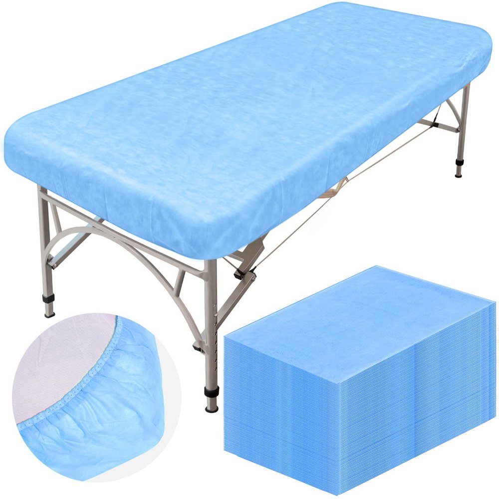 Mixweer 30 Pcs Oilproof and Waterproof Massage Table Sheets Fitted Spa 39 x 87 Inches Bed Cover Disposable Protective Sheets for Beauty Salon Skincare(Blue)