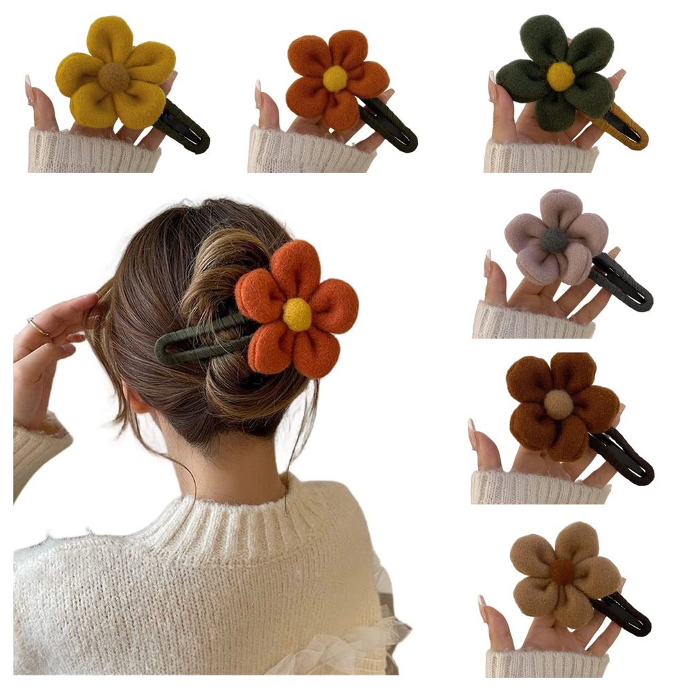 6 Pieces Elegant Large Flower Hairpins Duckbill Hair Clips for Women Girls Flower Ponytail Claw Clip Hair Barrettes Pins Hair Accessories