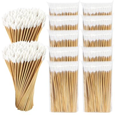 1000PCS Pointed Long Cotton Swabs with Durable Stem, Lint- Free Gun Cleaning Swabs Pure Cotton Tips for Gun Maintenance, Makeup, Pet Care, Equipment (6'' Detailed Work)