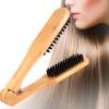 Straightening Brush, Professional Double Brushes Hair Straightening Comb Wooden Anti static Hair Straightener Comb Clamp Tool view 3