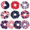 10PCS USA American Flag Hair Scrunchies for Women Girls Independence Day Patriotic Red White Blue Hair Ties Fourth of July Festival Ponytail Holder Hair Accessories Elastic Hair Band view 1