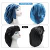Hanbertti 2 Pack Silk Satin Hair Bonnet Sleeping Hat with Tie Band Bonnets Adjustable Bonnet for Curly Hair Sleep Adult WomenBlack+Midnight Blue view 2