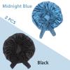 Hanbertti 2 Pack Silk Satin Hair Bonnet Sleeping Hat with Tie Band Bonnets Adjustable Bonnet for Curly Hair Sleep Adult WomenBlack+Midnight Blue view 3