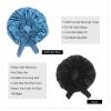 Hanbertti 2 Pack Silk Satin Hair Bonnet Sleeping Hat with Tie Band Bonnets Adjustable Bonnet for Curly Hair Sleep Adult WomenBlack+Midnight Blue view 4