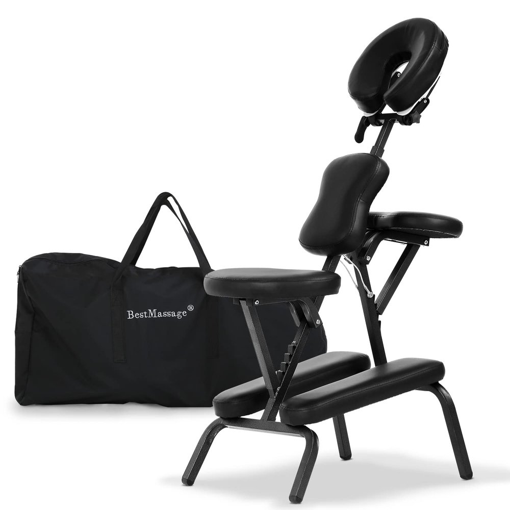 Folding Massage Chair, Portable Therapy Tattoo Chairwith 4 Inches Thickness Sponge,Ergonomic Adjustable Lightweight Beauty Chair for Tattoo, Spa, Salon and Treatment