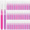 Lallisa 100 Pieces Micro Eyebrow Spoolie Brush with Cap Brow Lamination Tool Eyelash Brush Multifunctional Micro Lash Comb for Eyelash and Eyebrow Extensions Tool(Pink, Purple) view 1