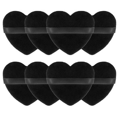 8 Pieces Heart Shape Powder Puffs Face Cosmetic Powder Puff Washable Reusable Soft Plush Powder Sponge Makeup Foundation Sponge for Face Body Loose Powder Wet Dry Makeup Tool, Black