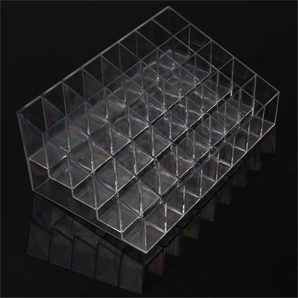 HELPFLOWER 40 Holes Transparent Cosmetic Makeup Organizer for Lipstick, Brushes, Bottles, and More. Clear Case Display Rack Holder