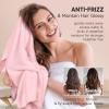Umisleep Extra Large Microfiber Hair Towel for Women Long, Curly, Thick Hair, Super Soft Anti Frizz Quick Dry Hair Towel Wrap, Ultra Absorbent Hair Turban with Elastic Band Pink view 3