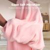 Umisleep Extra Large Microfiber Hair Towel for Women Long, Curly, Thick Hair, Super Soft Anti Frizz Quick Dry Hair Towel Wrap, Ultra Absorbent Hair Turban with Elastic Band Pink view 4