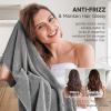 Umisleep Extra Large Microfiber Hair Towel for Women Long, Curly, Thick Hair, Super Soft Anti Frizz Quick Dry Hair Towel Wrap, Ultra Absorbent Hair Turban with Elastic Band Grey view 3