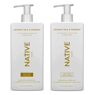 Curl Care Native Coconut Milk & Turmeric Shampoo and Conditioner (16.5 oz) (Coconut Milk & Tumeric)