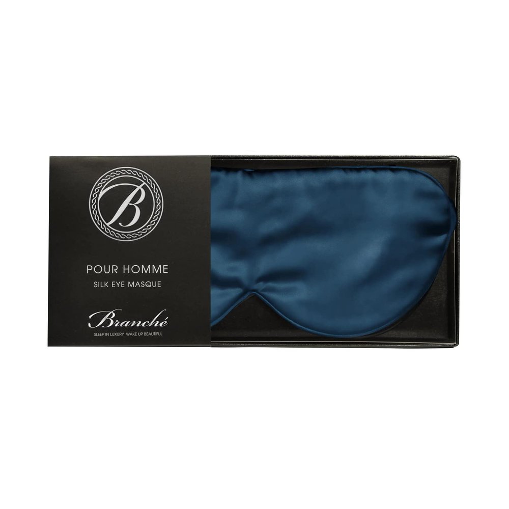 Branche Beauty Silk Eye Mask Pour Homme - Stylish 100% 6A Silk 22 Momme Sleep Mask, Eye Cover, Shade Blindfold Sleeping Mask for Luxury Sleep for Men Gifts for Him (Sapphire)