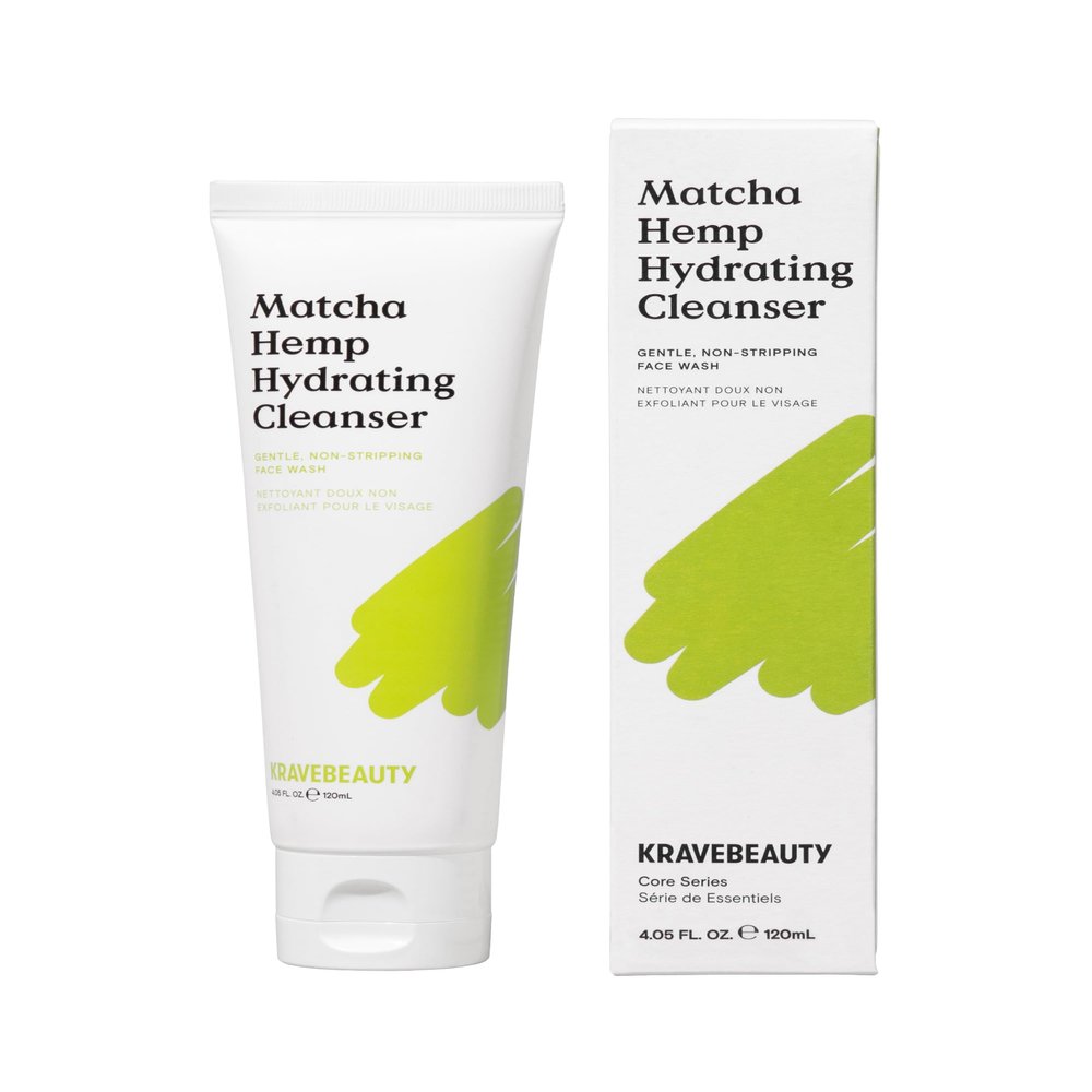 KraveBeauty Matcha Hemp Hydrating Cleanser Korean-Inspired Gentle Daily Face Wash, Hydrating & Non-Stripping, Hemp & Matcha, Vegan & Cruelty-Free, 4.05 fl oz