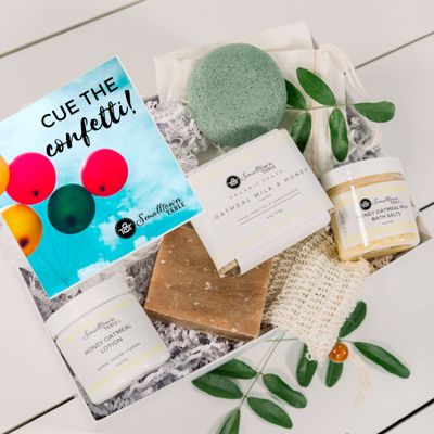 Birthday Gift Box for Women, Relaxing Spa Basket, Self Care Package Stress Relief, Happy Birthday Gift for Friends, Sister, Mom, Wife Someone Special, Handmade Natural Organic Goat Milk Soap Gift Set