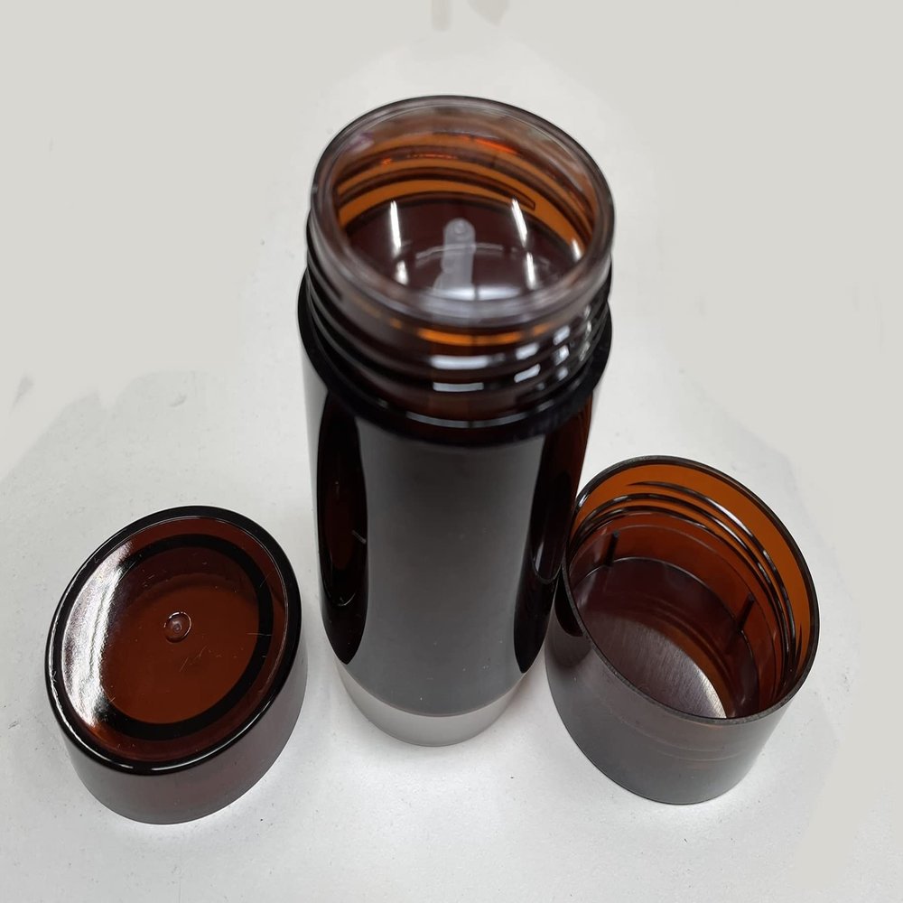 Amber Brown Plastic Deodorant Containers - New & Empty 2.5 Oz, BPA Free, Twist-up, Bottom-Fill, Cylinder Shape (20)