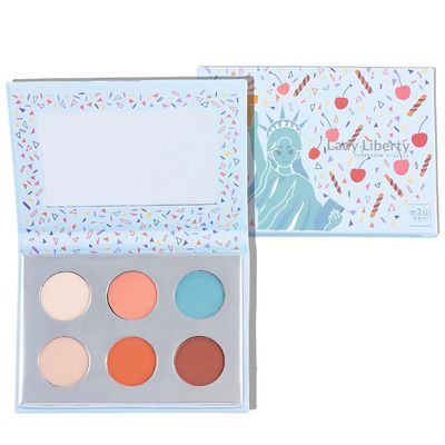 M2U NYC Eyeshadow Palette - 6 Highly Pigmented Tones/Shades from Nude to Bold (Orange/Blue Pop Colors) - long Lasting Colorful Eyeshadow Palette (Lady Liberty)