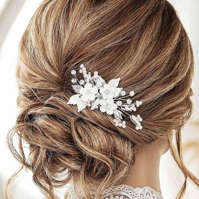 CASDRE Flower Decorative Wedding Hair Combs Silver Rhinestone Hair Accessories for Women