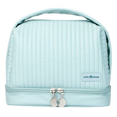 kamumanni Cosmetic Bag for Women, Toiletry Bag with a Separate Compartment, Travel Makeup Bag with Removable Brush Holder, Soft Portable Makeup Case for Cosmetics, Skincare Products, Light Blue