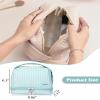 kamumanni Cosmetic Bag for Women, Toiletry Bag with a Separate Compartment, Travel Makeup Bag with Removable Brush Holder, Soft Portable Makeup Case for Cosmetics, Skincare Products, Light Blue view 2