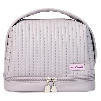 kamumanni Cosmetic Bag for Women, Toiletry Bag with a Separate Compartment, Travel Makeup Bag with Removable Brush Holder, Soft Portable Makeup Case for Cosmetics, Skincare Products, Light Purple