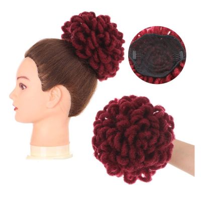Messy Bun Hair Synthetic DreadLock Afro Puff Hair Bun Chignon Drawstring Ponytail Faux Locs Clip In Pony Tail Hairpieces Hair Extensions for Black Women Real Human Hair Buns (Color : Bug)