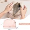 kamumanni Cosmetic Bag for Women, Toiletry Bag with a Separate Compartment, Travel Makeup Bag with Removable Brush Holder, Soft Portable Makeup Case for Cosmetics, Skincare Products, Pink view 2