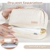 kamumanni Cosmetic Bag for Women, Toiletry Bag with a Separate Compartment, Travel Makeup Bag with Removable Brush Holder, Soft Portable Makeup Case for Cosmetics, Skincare Products, Cream view 4