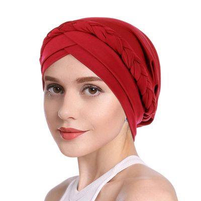 Fabric Turbans for Women Pleated Braid Bonnet for Sleeping African Turban Head Wraps Elastic Bathing Cap Soft Swim Cap
