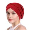 Fabric Turbans for Women Pleated Braid Bonnet for Sleeping African Turban Head Wraps Elastic Bathing Cap Soft Swim Cap view 1