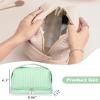 kamumanni Cosmetic Bag for Women, Toiletry Bag with a Separate Compartment, Travel Makeup Bag with Removable Brush Holder, Soft Portable Makeup Case for Cosmetics, Skincare Products, Light Green view 2