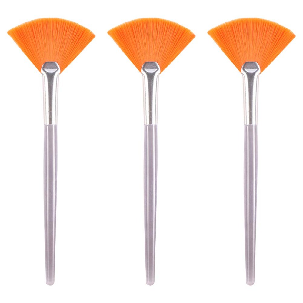 3pcs Fan Facial Fan Cosmetic Brush Soft Peel Brush Makeup Cosmetic Tools for Women Girls