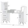 BarberPub Manicure Table Makeup Dressing Station Nail Desk with Wrist Cushion Beauty Workstation Salon Storage Equipment 2636 (White) view 3