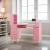 BarberPub Manicure Table Makeup Dressing Station Nail Desk with Wrist Cushion Beauty Workstation Salon Storage Equipment 2636 (Pink) view 2