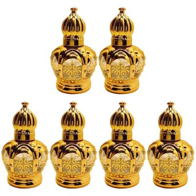 FRCOLOR 6 Pcs Golden Glass Roll on Bottles 15ml Empty Roller Bottles with Leak-Proof Design for Essential Oils, Perfume, Massage Oils