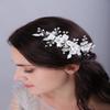 Teyglen Flower Leaf Bride Wedding Hair Comb Silver Floral Pearl Rhinestone Headpieces Hair Pieces Bridal Side Hair Comb Hair Accessories for Women Girls Bridesmaid view 2