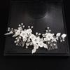 Teyglen Flower Leaf Bride Wedding Hair Comb Silver Floral Pearl Rhinestone Headpieces Hair Pieces Bridal Side Hair Comb Hair Accessories for Women Girls Bridesmaid view 4
