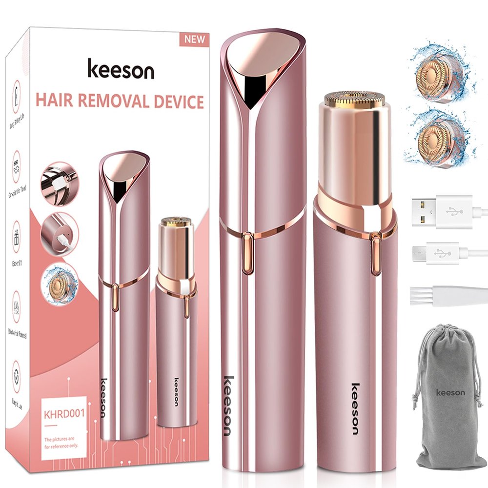 Facial Hair Removal for Women, 360 Floating 2X Powerful Painless Facial Hair Remover, Lipstick-Sized, USB Rechargeable, Face Razors Shaver for Women Upper Lip,Chin,Peach Fuzz,Mustache (Pink)