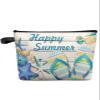 Beach Slipper Happy Summer Cosmetic Bags for Women, Tropical Sea Ocean Marine Life Small Makeup Bag for Purse, Waterproof Travel Toiletry Bag Accessories Organizer, 1PCS view 1