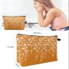 Carosoffe Burnt Orange Florals Cosmetic Bags for Women, Orange Weeping Flowers Small Makeup Bag for Purse, Waterproof Travel Toiletry Bag Accessories Organizer, 2PCS view 3