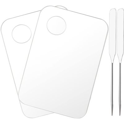 Beaupretty 1set Acrylic Makeup Mixing Palette Spatulas Cosmetic Tray for Blending Pigments and Foundations and Reusable for Professional and Home Use