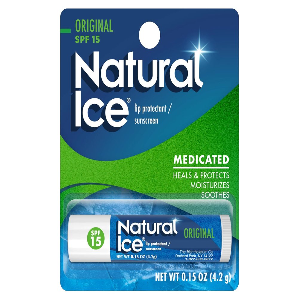 Mentholatum Natural Ice Medicated Lip Protectant SPF 15, Mentholatum 0.16-Ounce Tubes (Pack of 12)