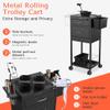 TASALON Salon Trolley Cart with Wheels, 2 Magnetic Bowls & Drawers | Mobile Hair Stylist Station for Tools Storage, Rolling Organizer Cart for Barber & Tattoo Supplies - Balck view 3