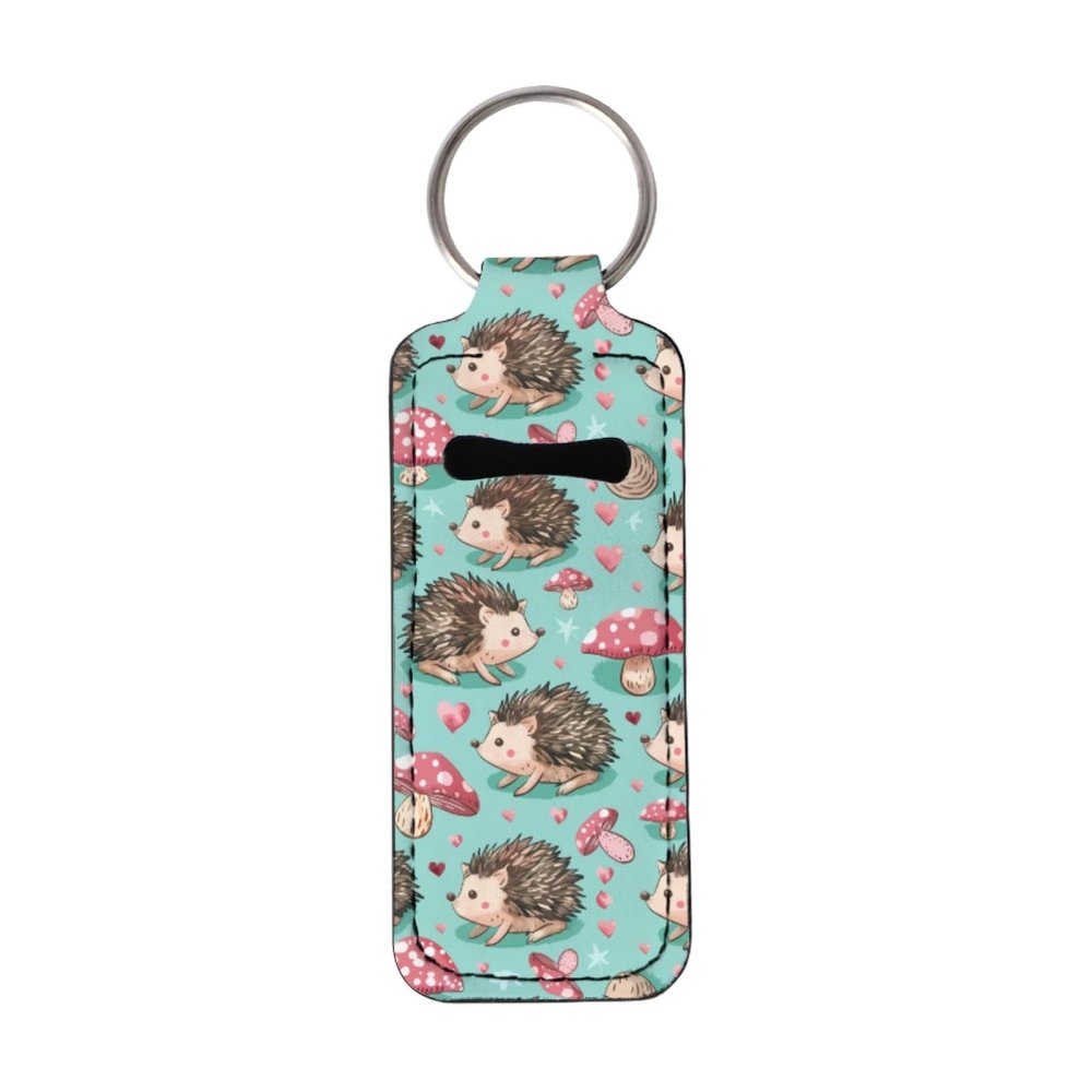 Baxinh Hedgehog Mushroom Chapstick Holder Keychain for Women Girl, Functional Lip Gloss Tube Holder Keychain Lipstick Holder Case Lip Balm Holder Keychain, multicolor