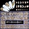 FRUJCDKI 12 Styles of 600 Champagne Diamonds + 2500 Flat Rhinestones Mix 20 Styles Flatback Rhinestone Crystals 3D Decorations Flat Back Stones Gems Set +Tweezers + Drill Pen view 1