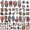 55 Sheets Temporary Tattoos,8 Sheets Full Arm Waterproof Flower Owl Snake Fake Halloween Tattoo Stickers for Adults Women Men,17 Sheets Half Arm 30 Sheets Small Tattoos Realistic for Kids Girls Boys view 2